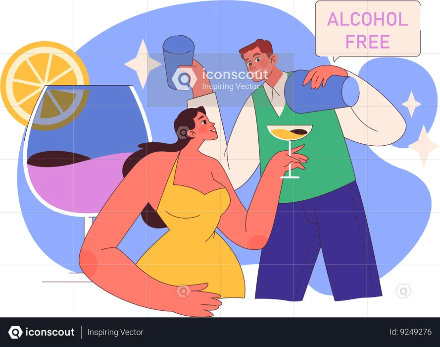 Girl enjoying alcohol free drink  Illustration