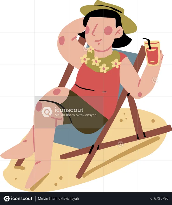 Girl enjoying at beach  Illustration