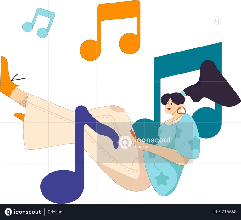 Girl enjoying audio pleasure  Illustration