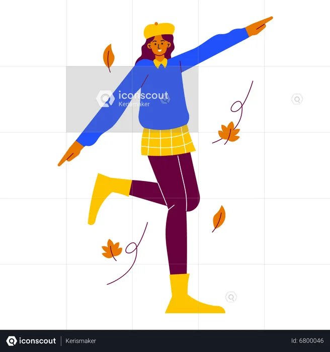 Girl Enjoying autumn season  Illustration