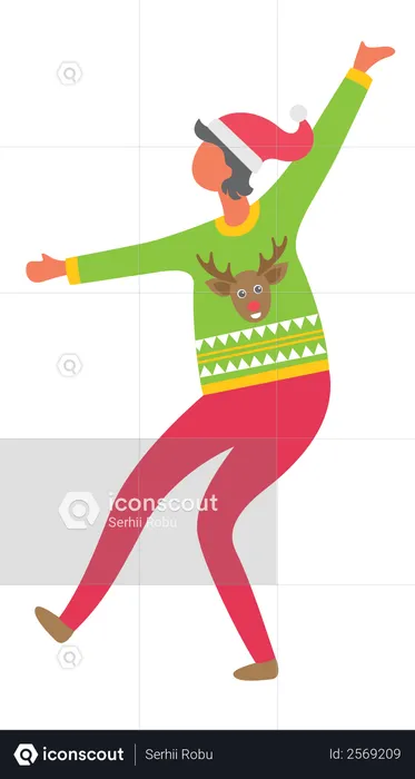 Girl enjoying christmas eve  Illustration