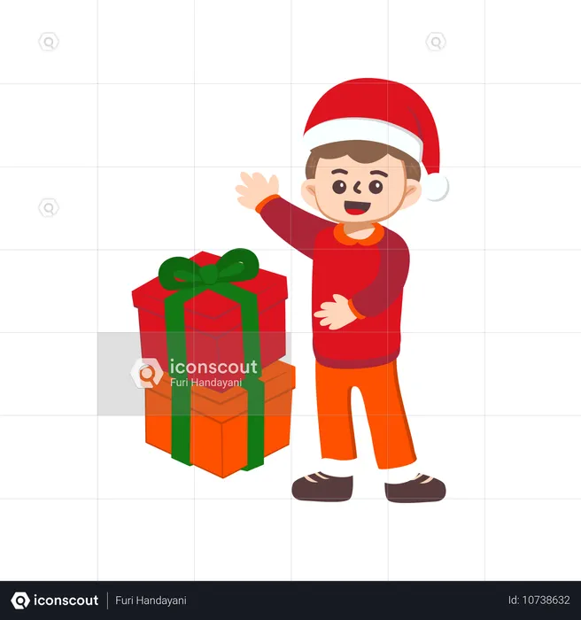 Girl enjoying Christmas gift  Illustration