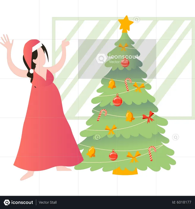 Girl enjoying christmas holiday  Illustration