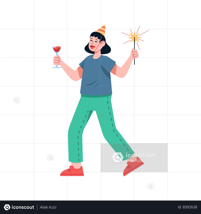 Girl enjoying drinks at party  Illustration