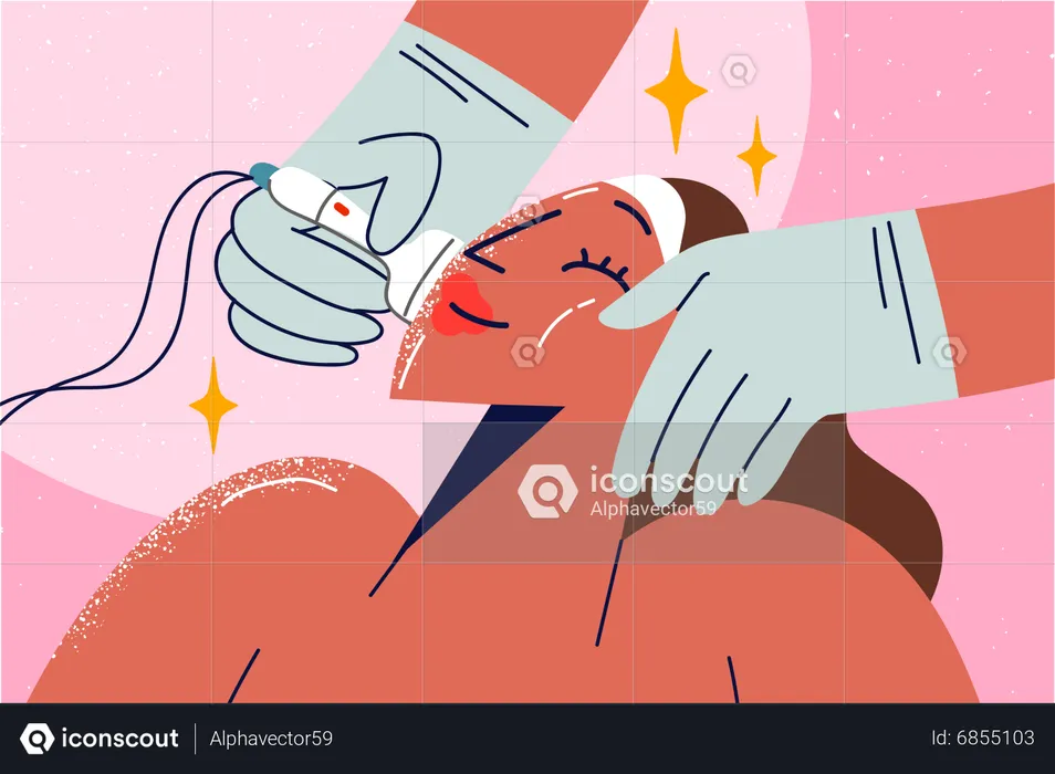 Girl enjoying face massage  Illustration
