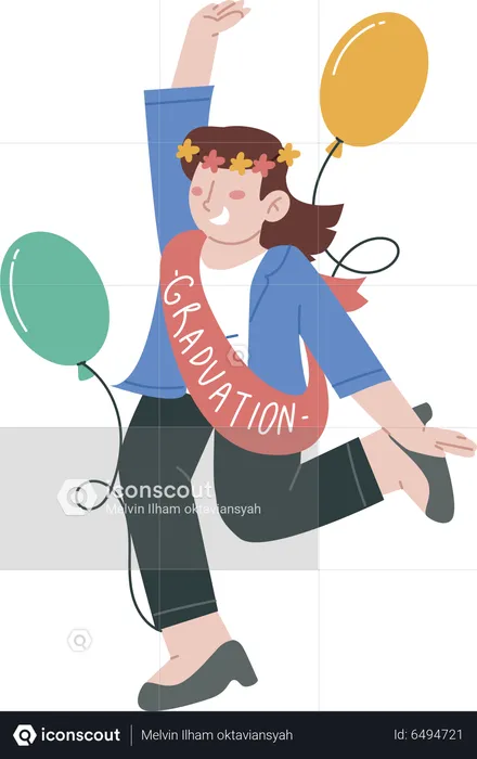 Girl enjoying Graduation Party  Illustration