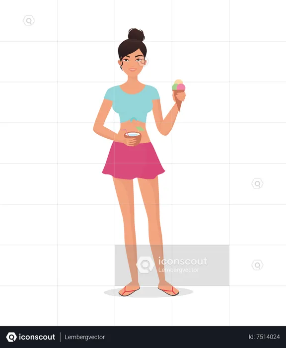 Best Girl Enjoying Ice Cream At Beach Illustration Download In Png And Vector Format 1174