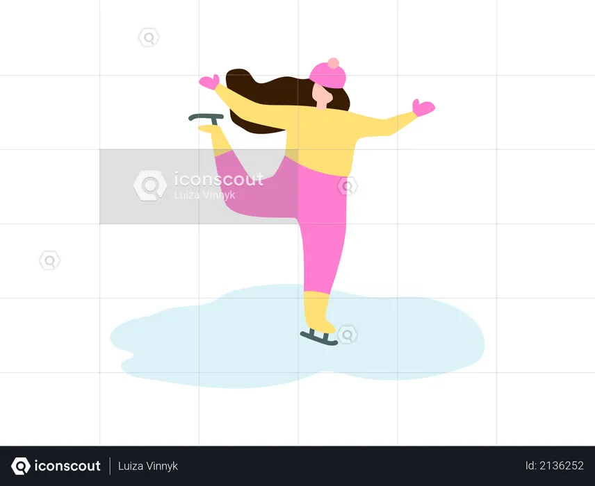Girl enjoying Ice Skating  Illustration
