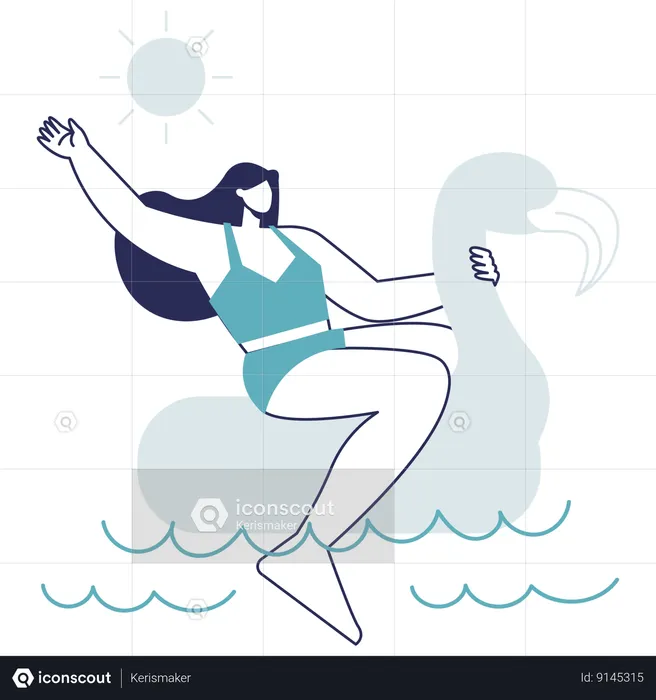 Girl enjoying in swimming pool  Illustration