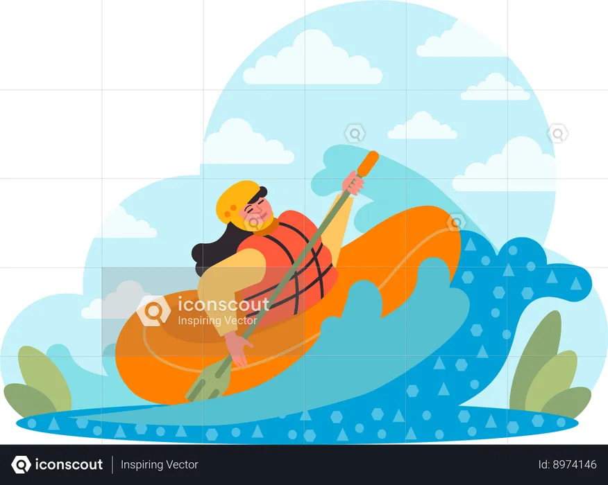 Girl enjoying kayak  Illustration