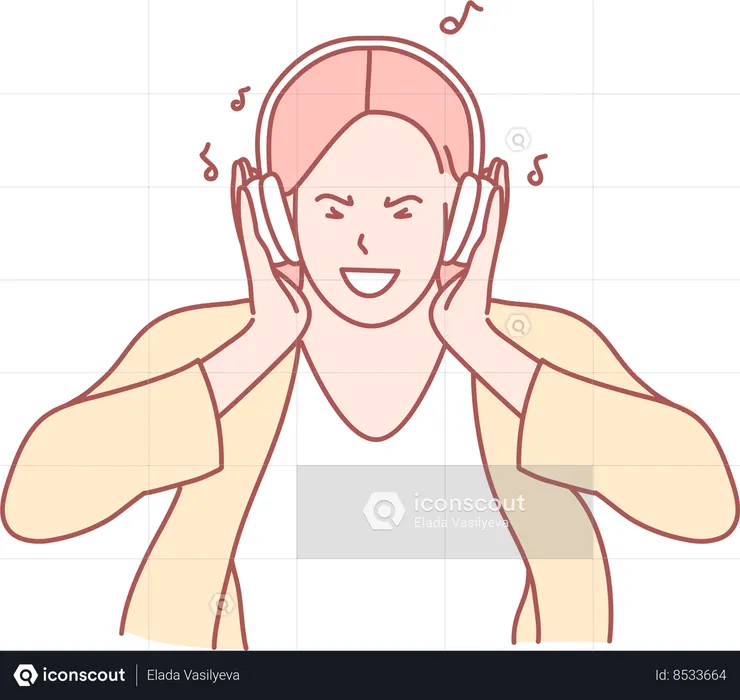 Girl Enjoying Music  Illustration