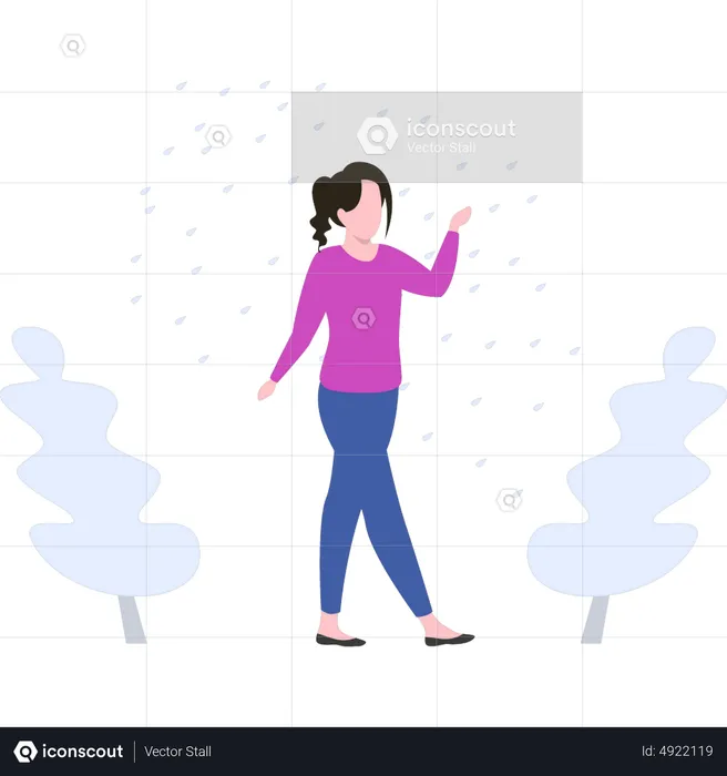 Girl enjoying rain  Illustration