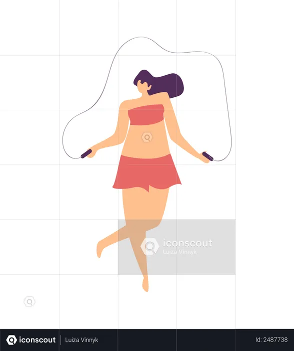Girl enjoying rope jumping  Illustration