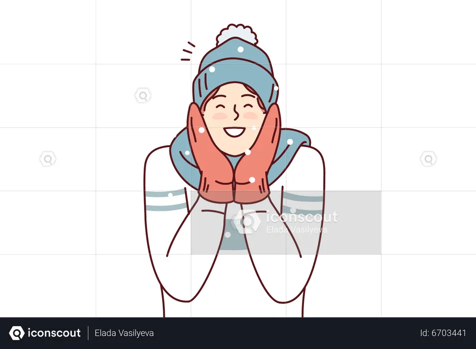 Girl enjoying snow  Illustration