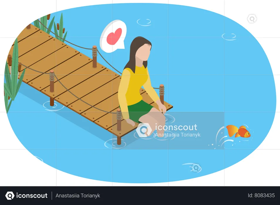 Girl Enjoying Summer  Illustration