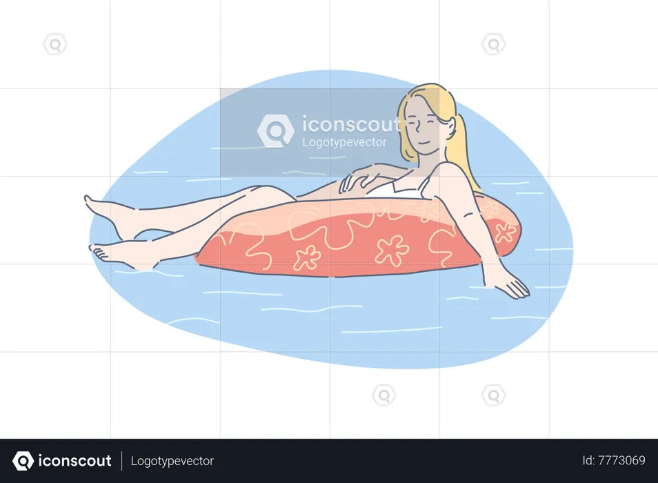Girl enjoying swimming  Illustration