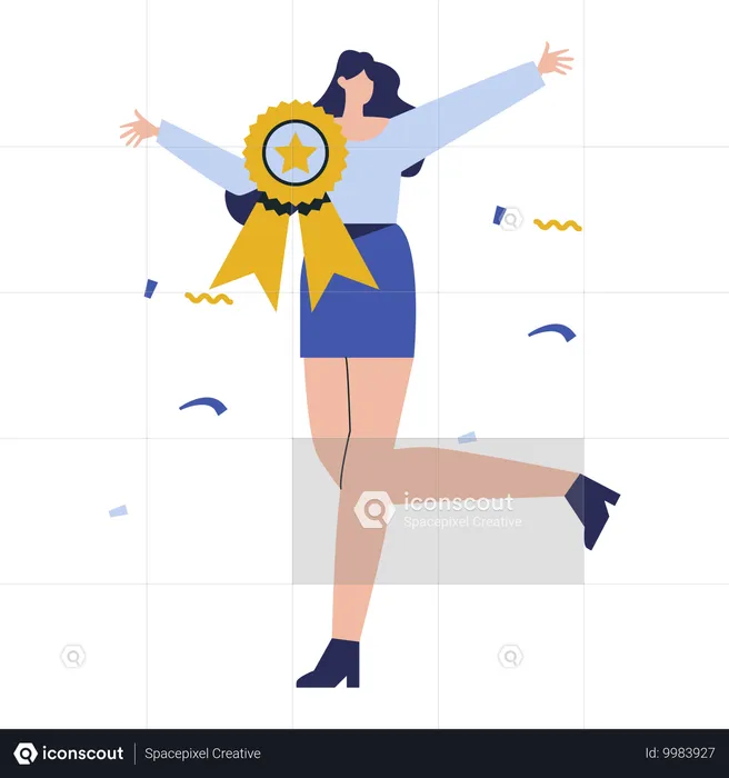 Girl enjoying Victory Celebration  Illustration