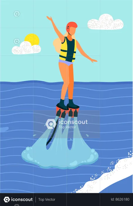 Girl enjoying water jetpack  Illustration