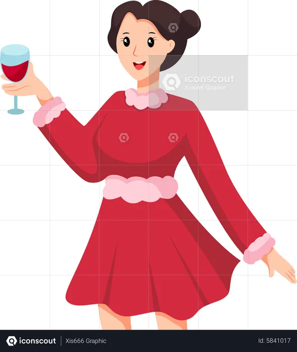 Girl enjoying wine  Illustration