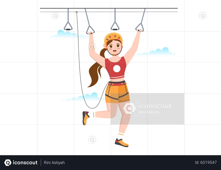 Girl enjoying zip line  Illustration