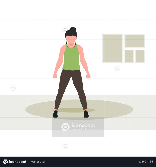 Girl Exercising At Home  Illustration
