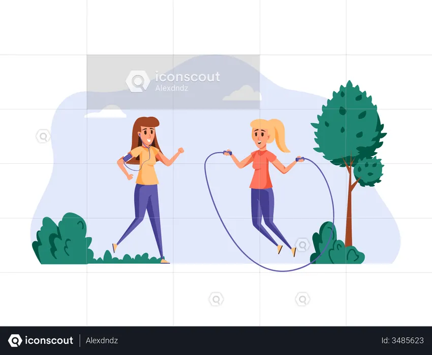 Girl exercising in park  Illustration