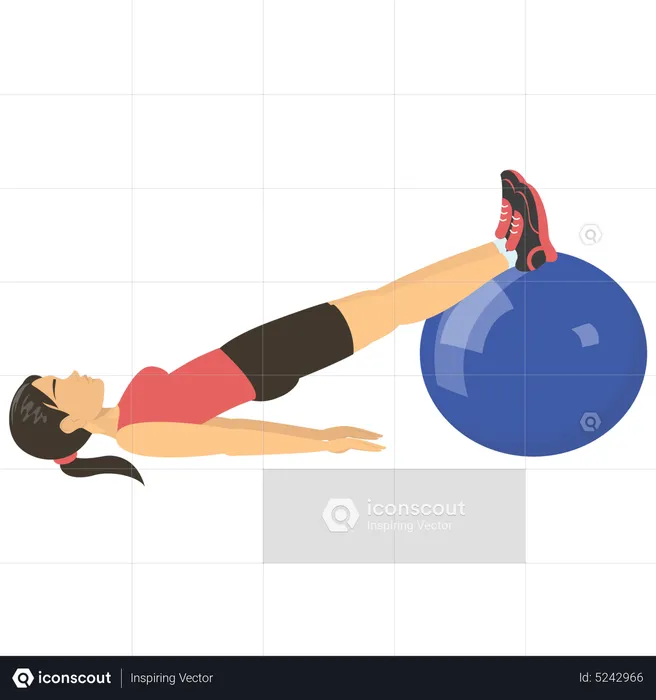 Girl exercising on gym ball  Illustration
