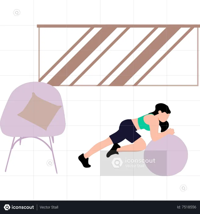 Girl exercising with ball  Illustration