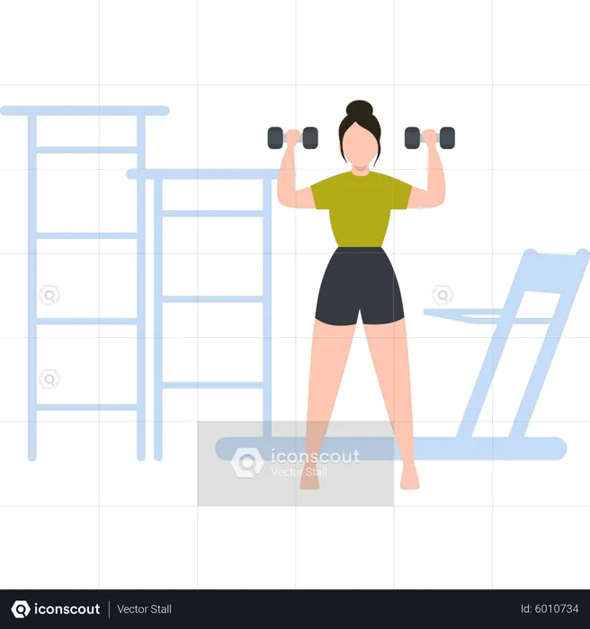 Girl exercising with dumbbells  Illustration