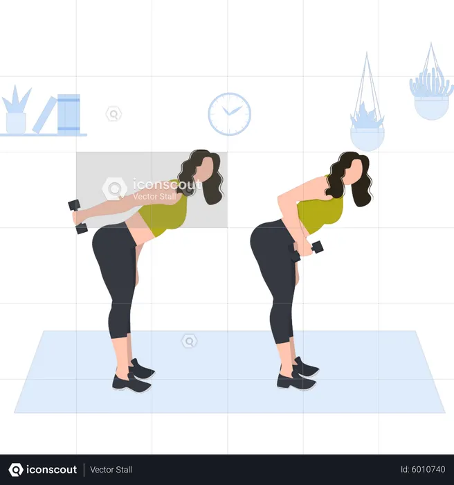 Girl exercising with dumbbells  Illustration