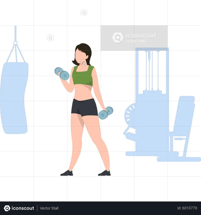 Girl exercising with dumbbells  Illustration