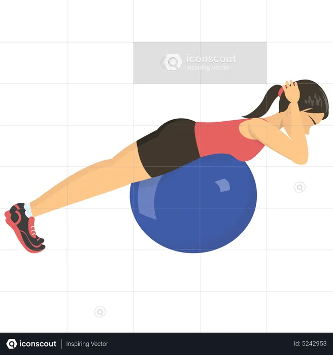 Girl exercising with gym ball  Illustration