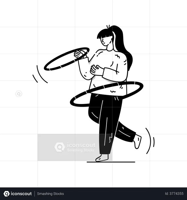 Girl exercising with rings  Illustration