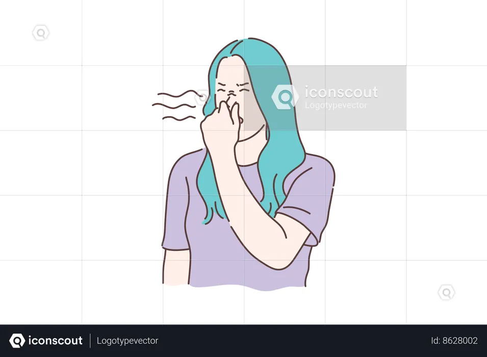 Girl experiences foul smell  Illustration