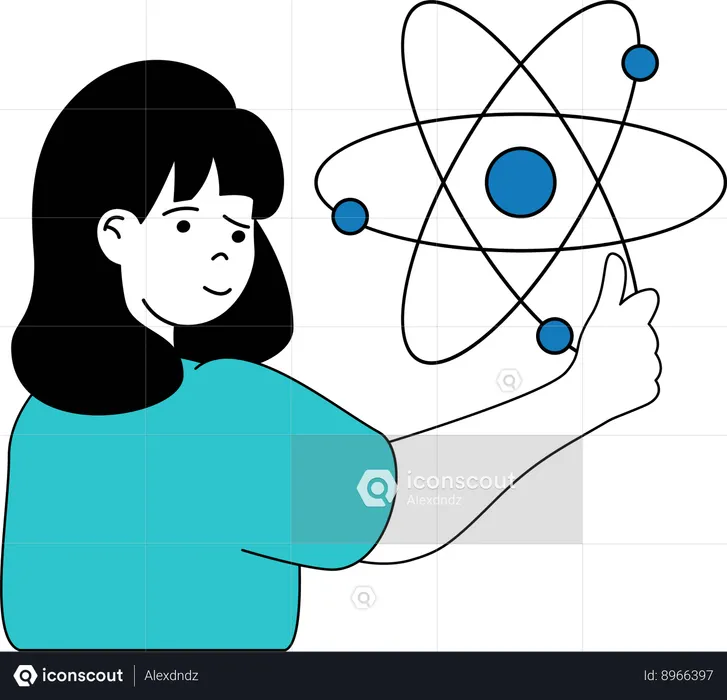 Girl explains genetic network  Illustration