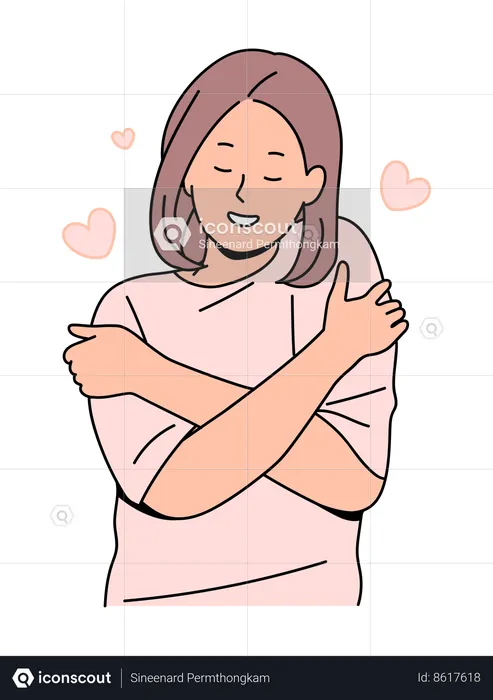 Girl expressing love for self  Illustration