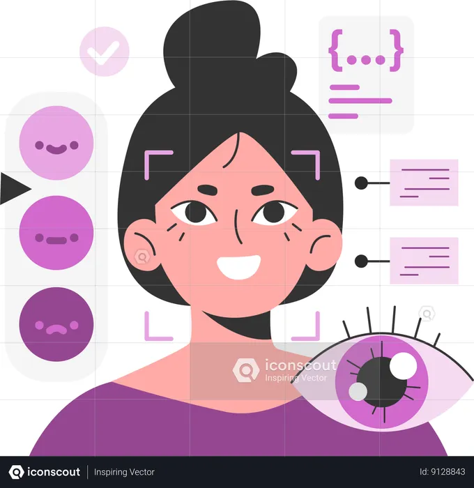 Girl face detection  Illustration
