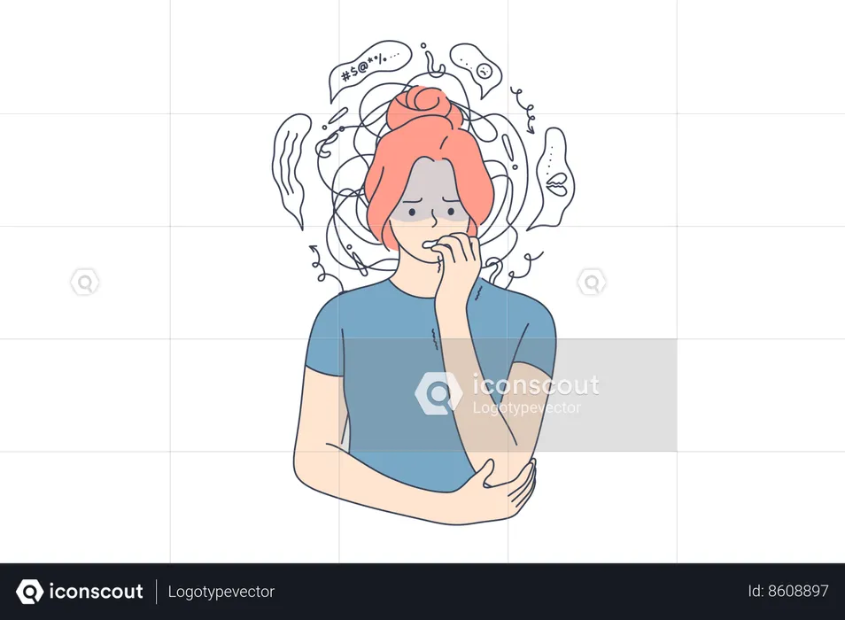 Girl faces nervous breakdown  Illustration