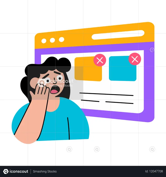 Girl facing submission error  Illustration