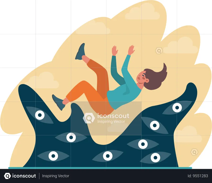 Girl fall down with fear  Illustration