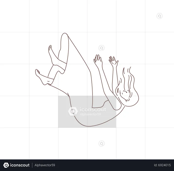 Girl falling in sea  Illustration