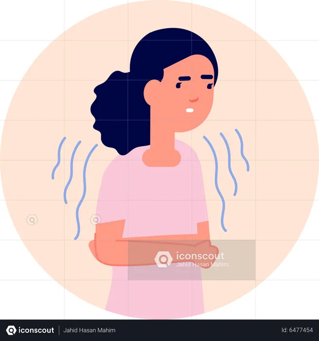 Girl feel pain in stomach  Illustration