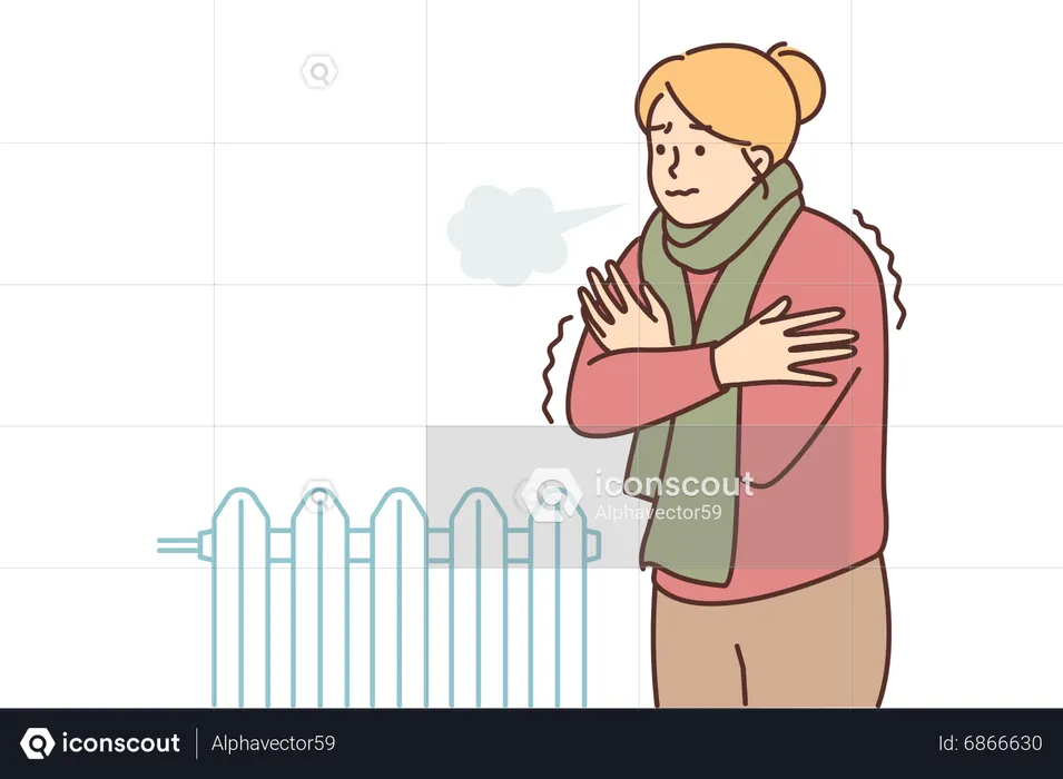 Girl feeling cold during winter  Illustration