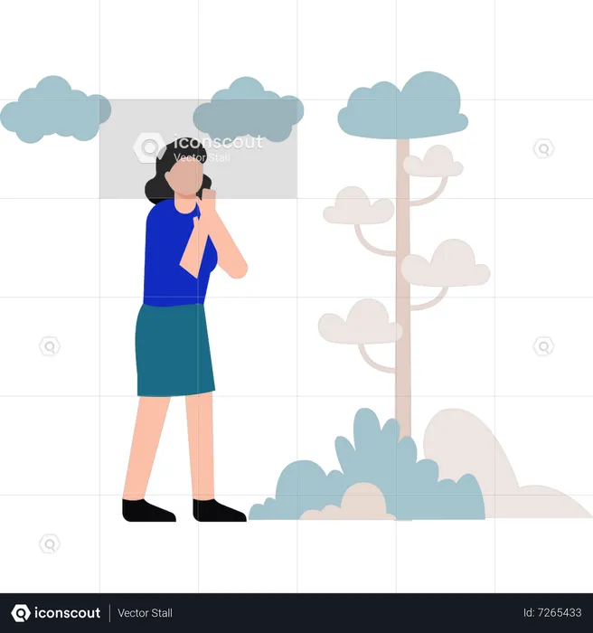 Girl feeling cold  Illustration