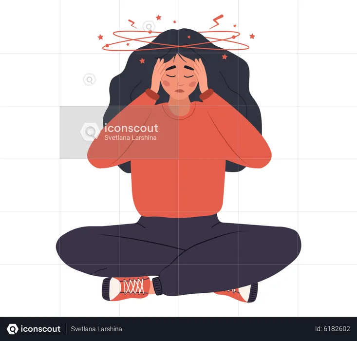 Girl feeling dizzy due to anemia  Illustration