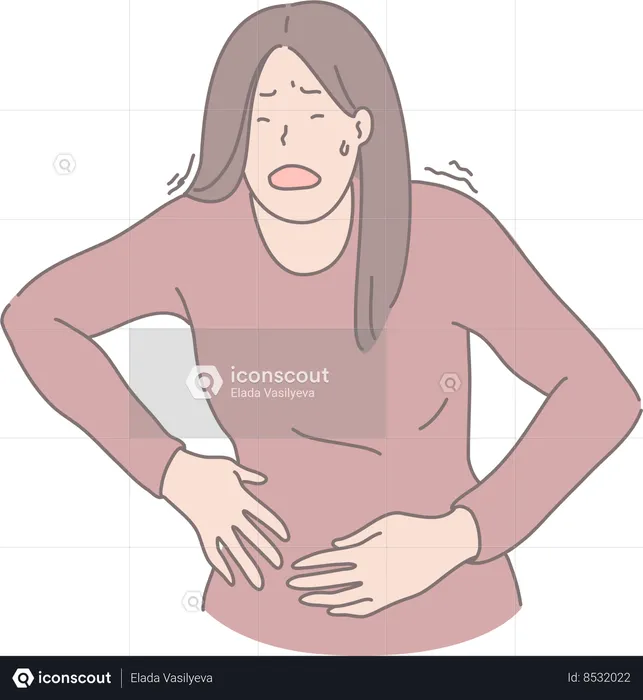Girl feeling period cramp  Illustration