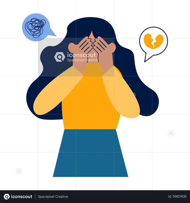 Girl feeling sad for breakup  Illustration