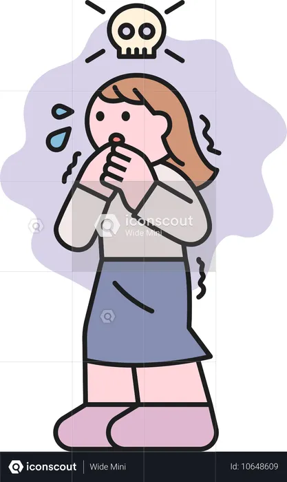 Girl feeling scary while crying  Illustration