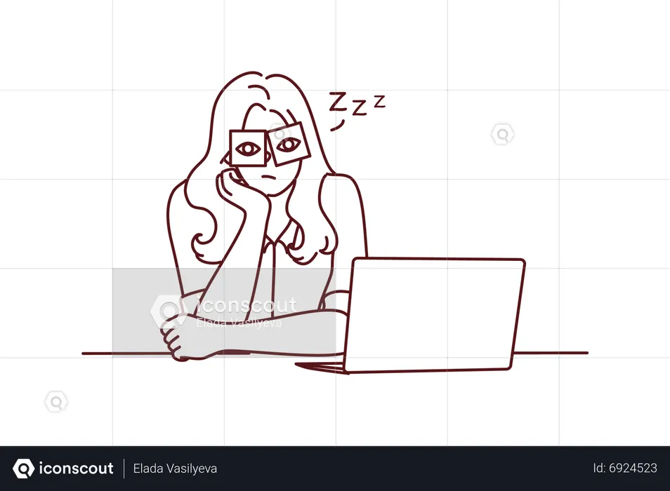 Girl feeling sleepy  Illustration