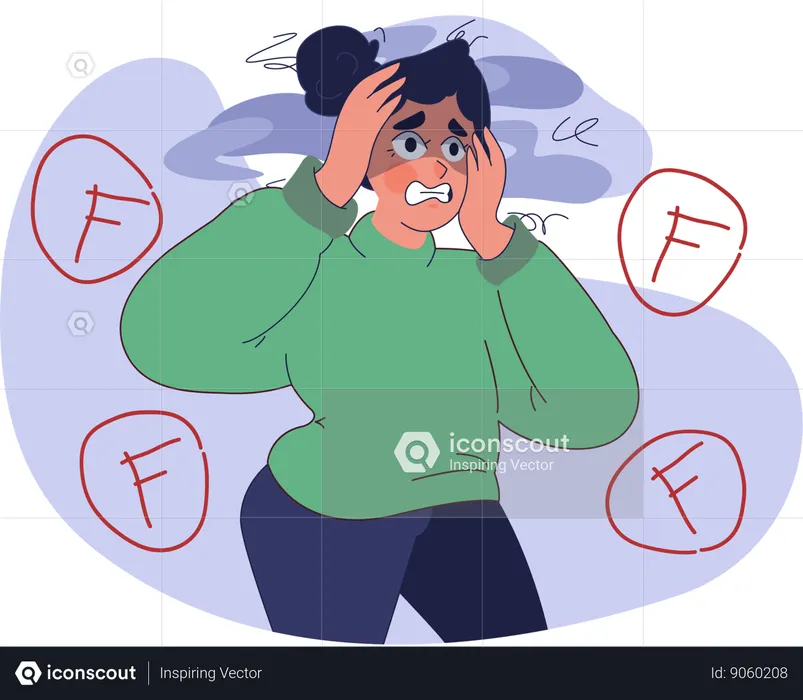 Girl feeling stress for failure  Illustration